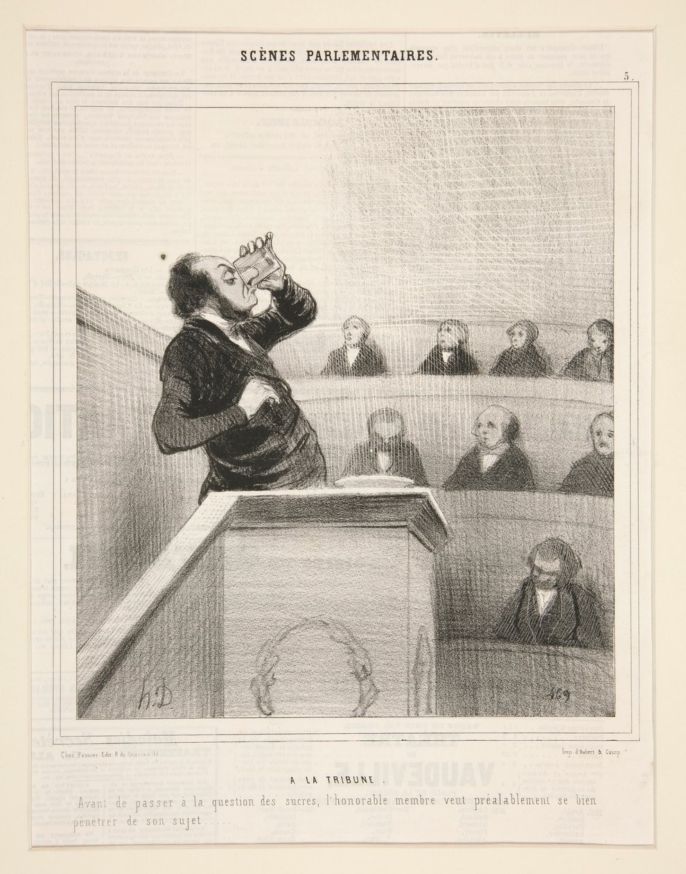 At the Tribune: Zanim przejdziemy do kwestii cukrów autorstwa Honoré Daumier