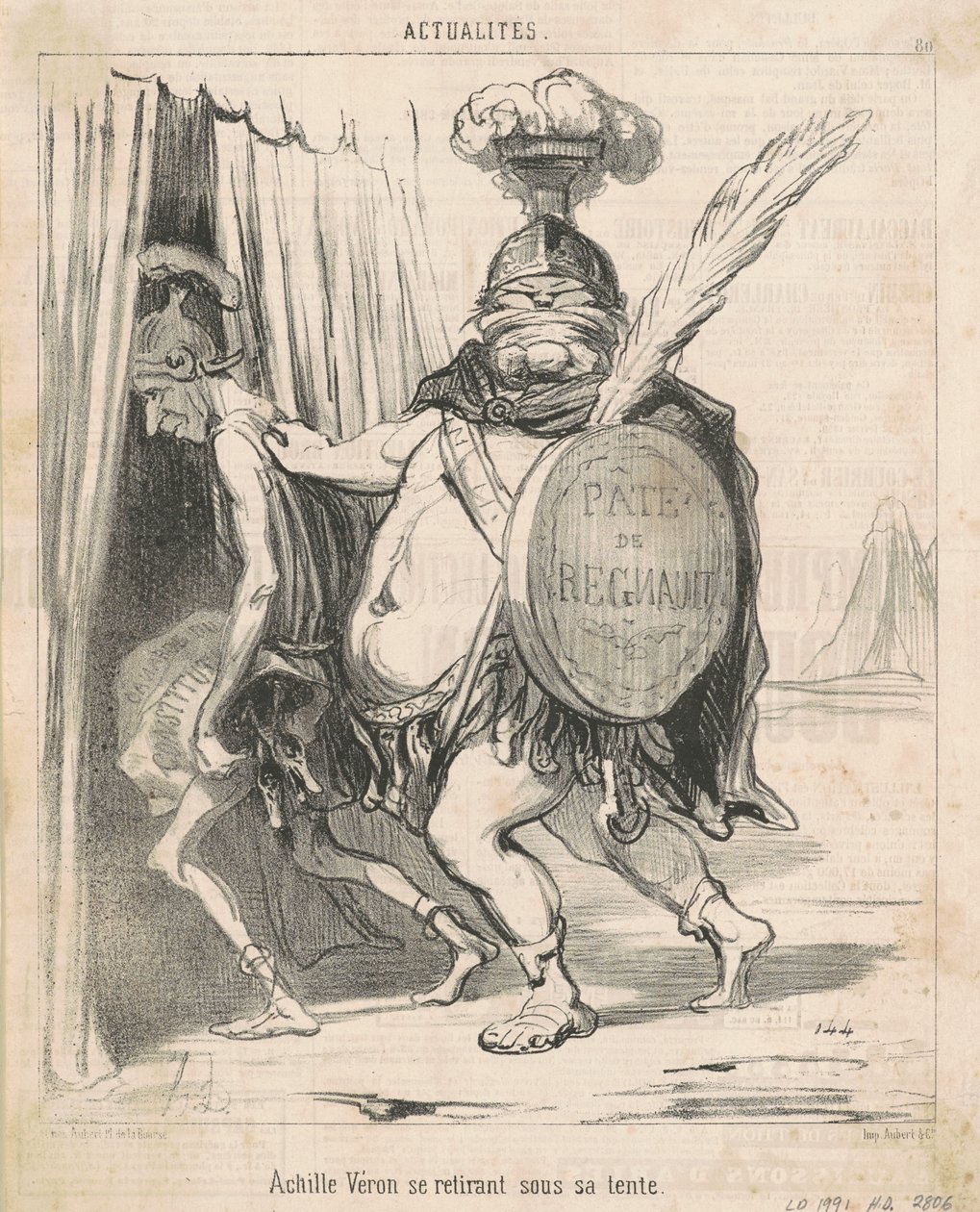 Achille Vèron wycofuje się do swojego namiotu autorstwa Honoré Daumier