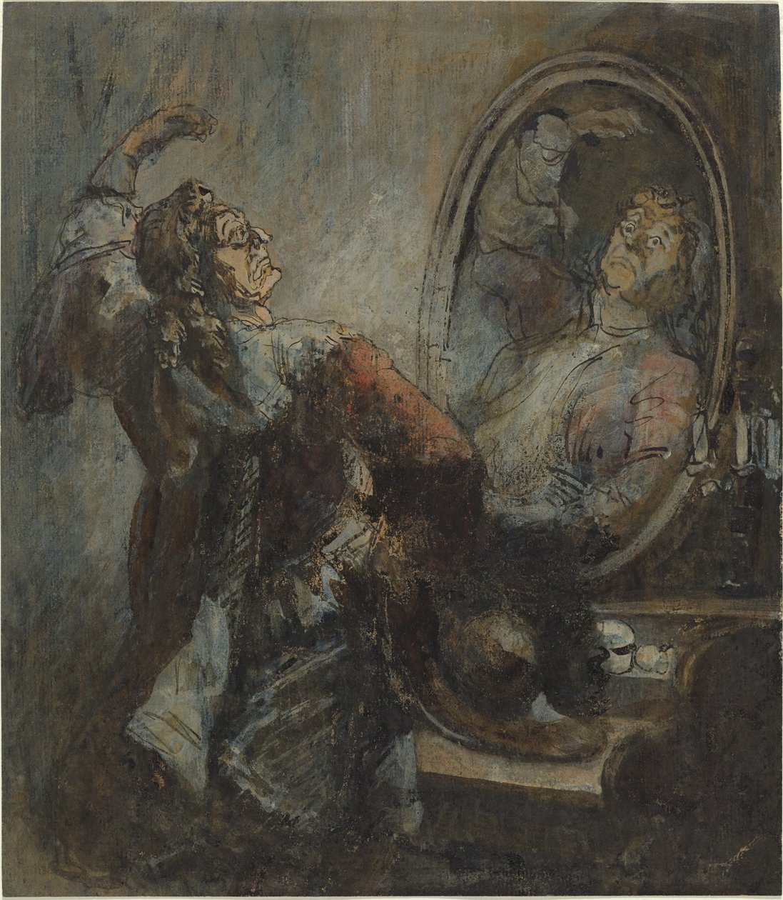 Aktor pozujący przed lustrem autorstwa Honoré Daumier