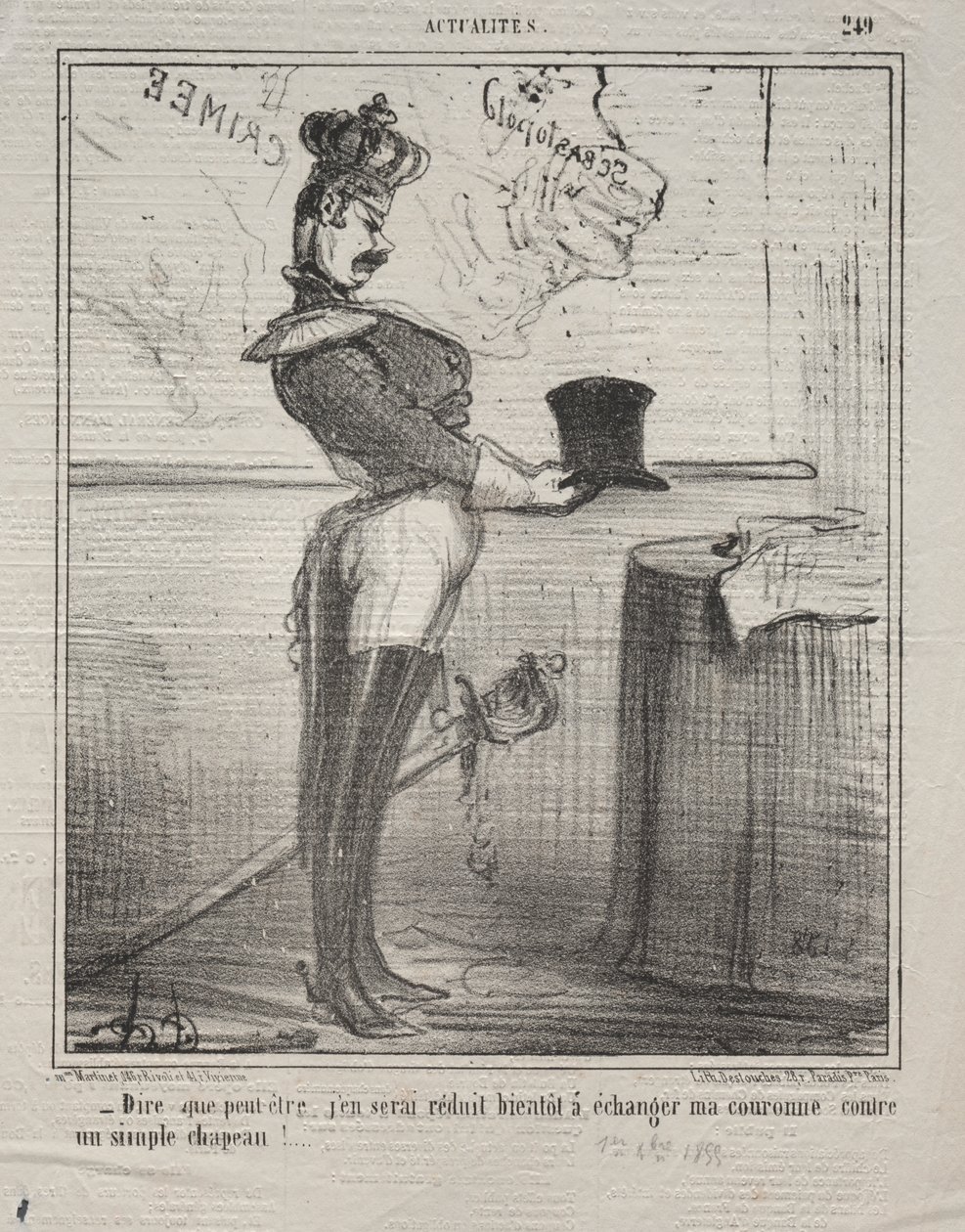Fakty (nr 249): Mówią, że wkrótce sprowadzę się do wymiany korony na prosty kapelusz! autorstwa Honoré Daumier