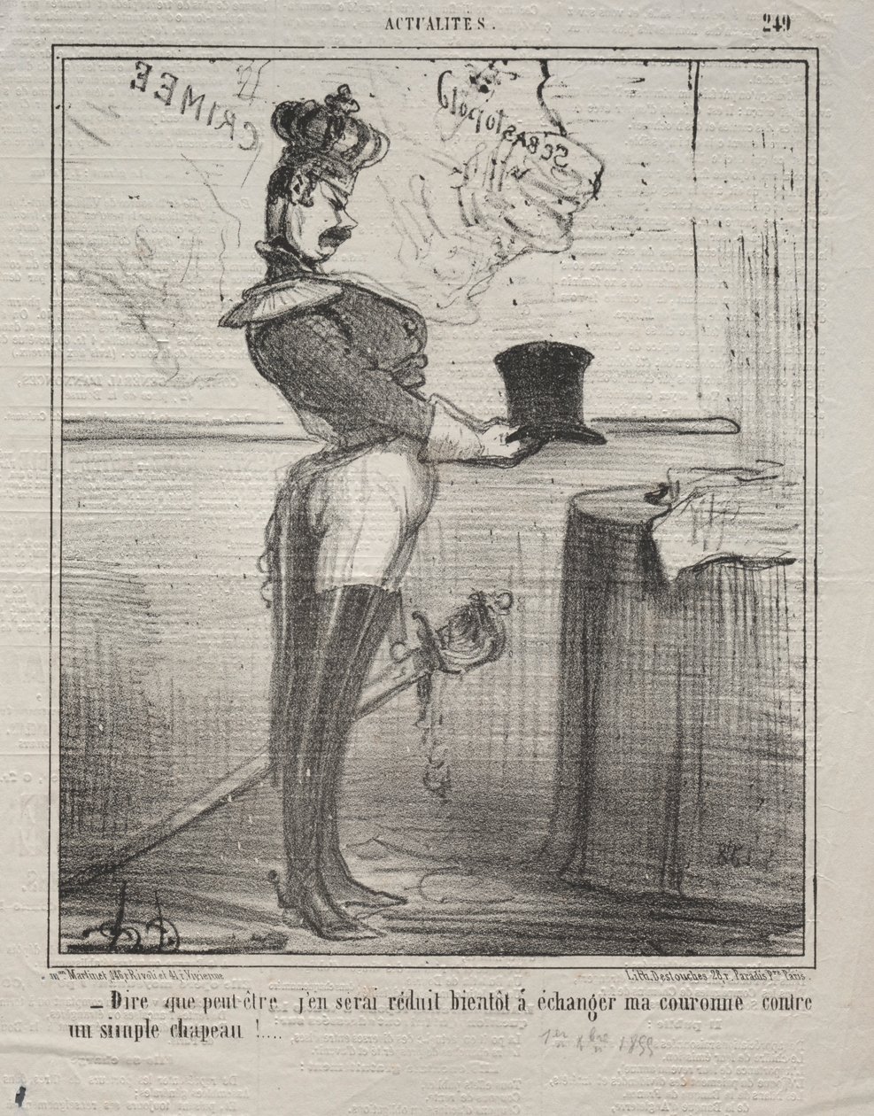 Fakty nr 249: Mówią, że wkrótce sprowadzę się do wymiany korony..., 1855. autorstwa Honoré Daumier