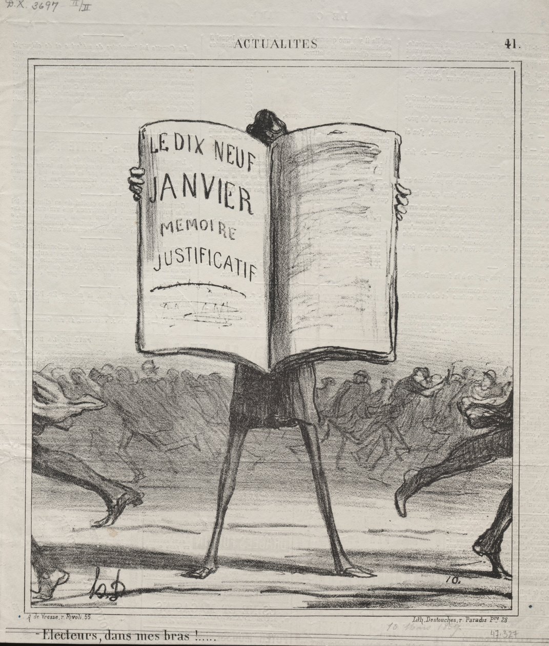 Fakty nr 41: Elektorowie w moich ramionach!..., 1869. autorstwa Honoré Daumier