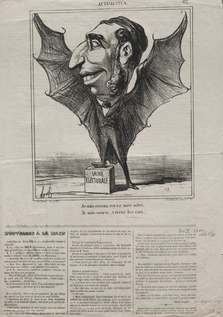 Fakty nr 62: Jestem ptakiem, zobacz moje skrzydła..., 1869. autorstwa Honoré Daumier