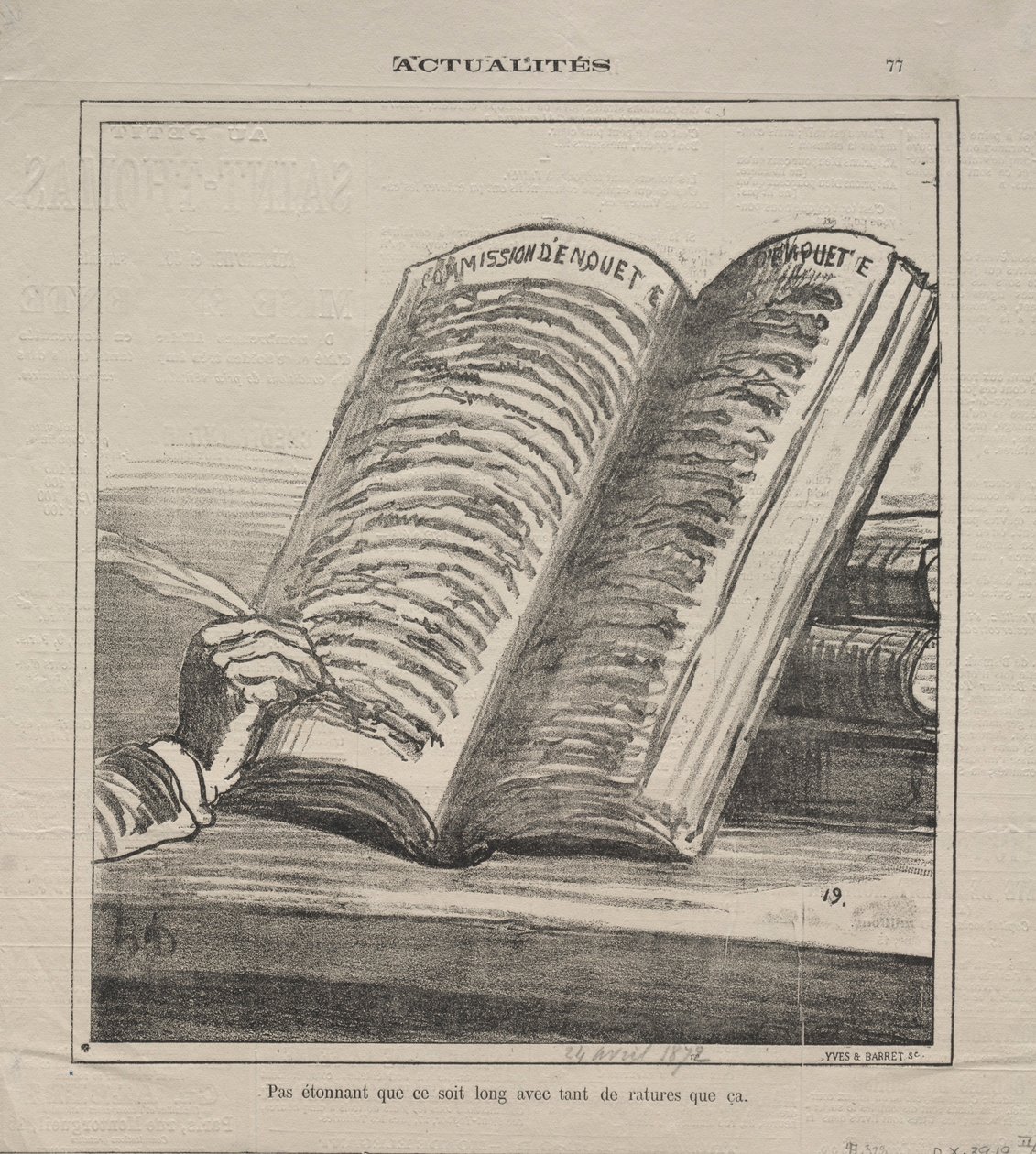 Fakty nr 77: Nie dziwcie się, że jest długi i z wieloma poprawkami, 1872. autorstwa Honoré Daumier