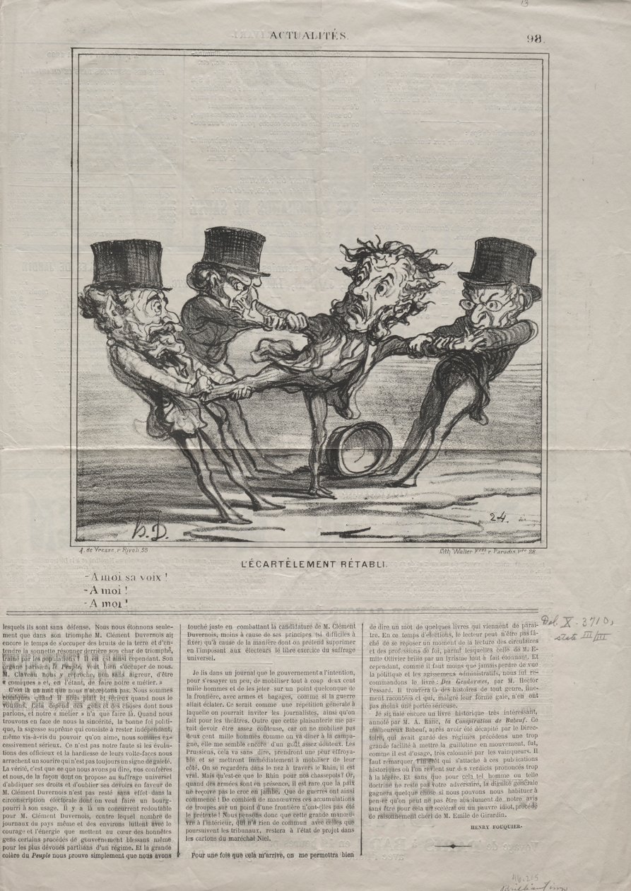 Fakty nr 98: Przywrócono kwaterowanie, 1869 r. autorstwa Honoré Daumier