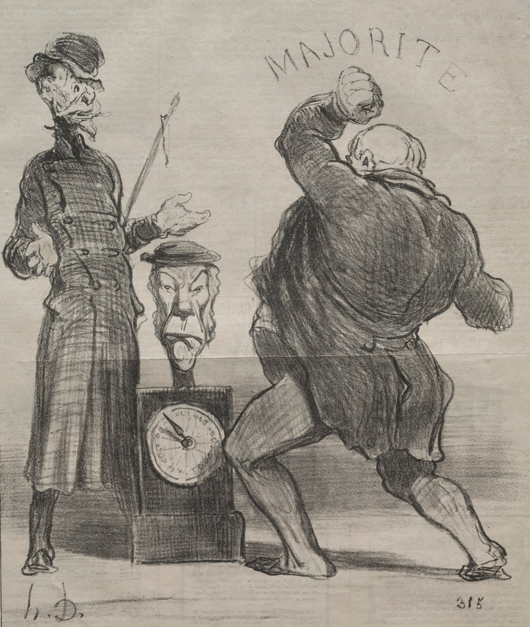 Tablica aktualności 183: Próbować sił, 1851. autorstwa Honoré Daumier