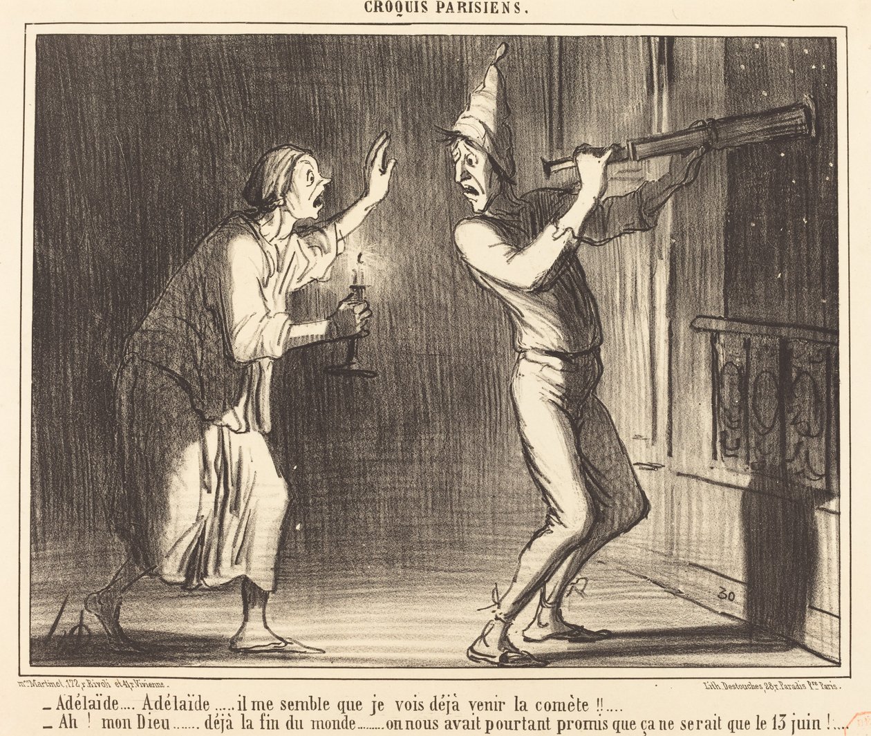Adelaide...Adelaide...wydaje mi się, że już widzę nadchodzącą kometę!!... autorstwa Honoré Daumier