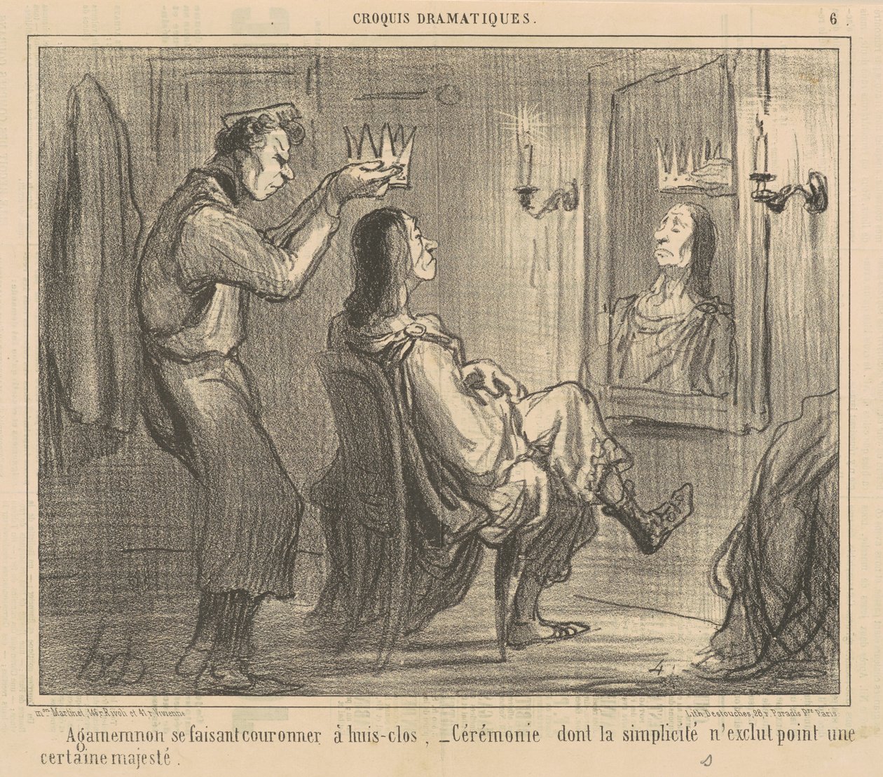 Agamemnon koronowany za zamkniętymi drzwiami autorstwa Honoré Daumier