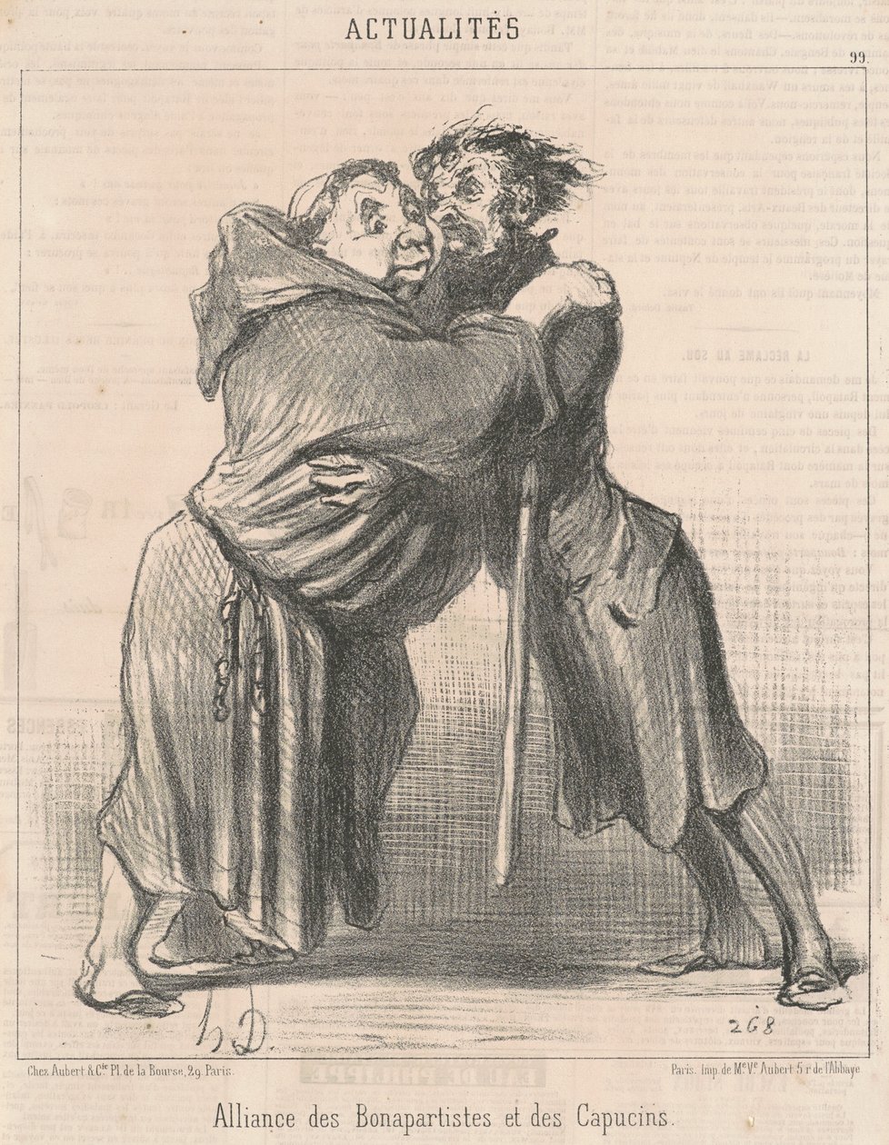 Sojusz bonapartystów i kapucynów autorstwa Honoré Daumier