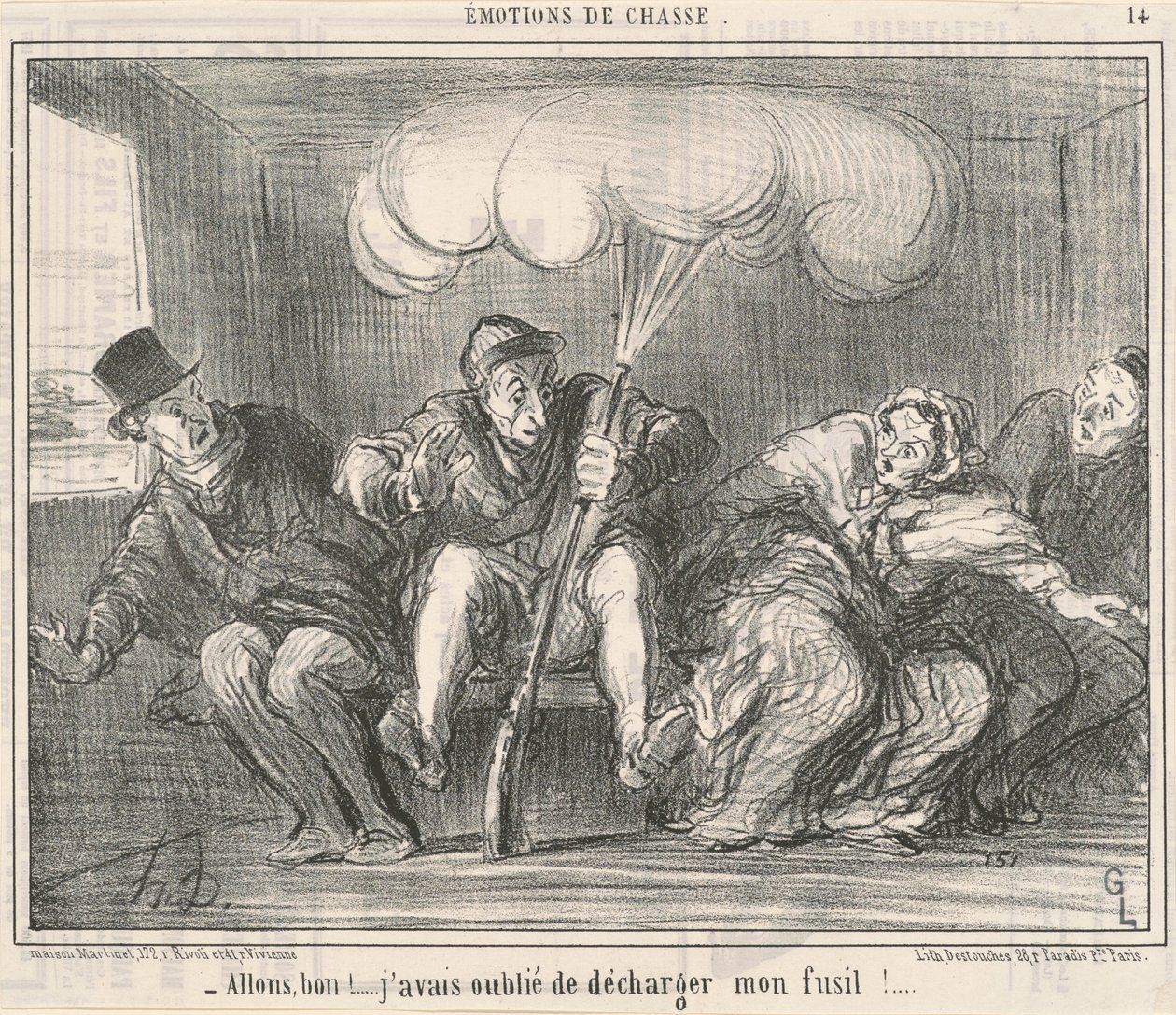 Chodź dobrze! Zapomniałem rozładować broń! autorstwa Honoré Daumier