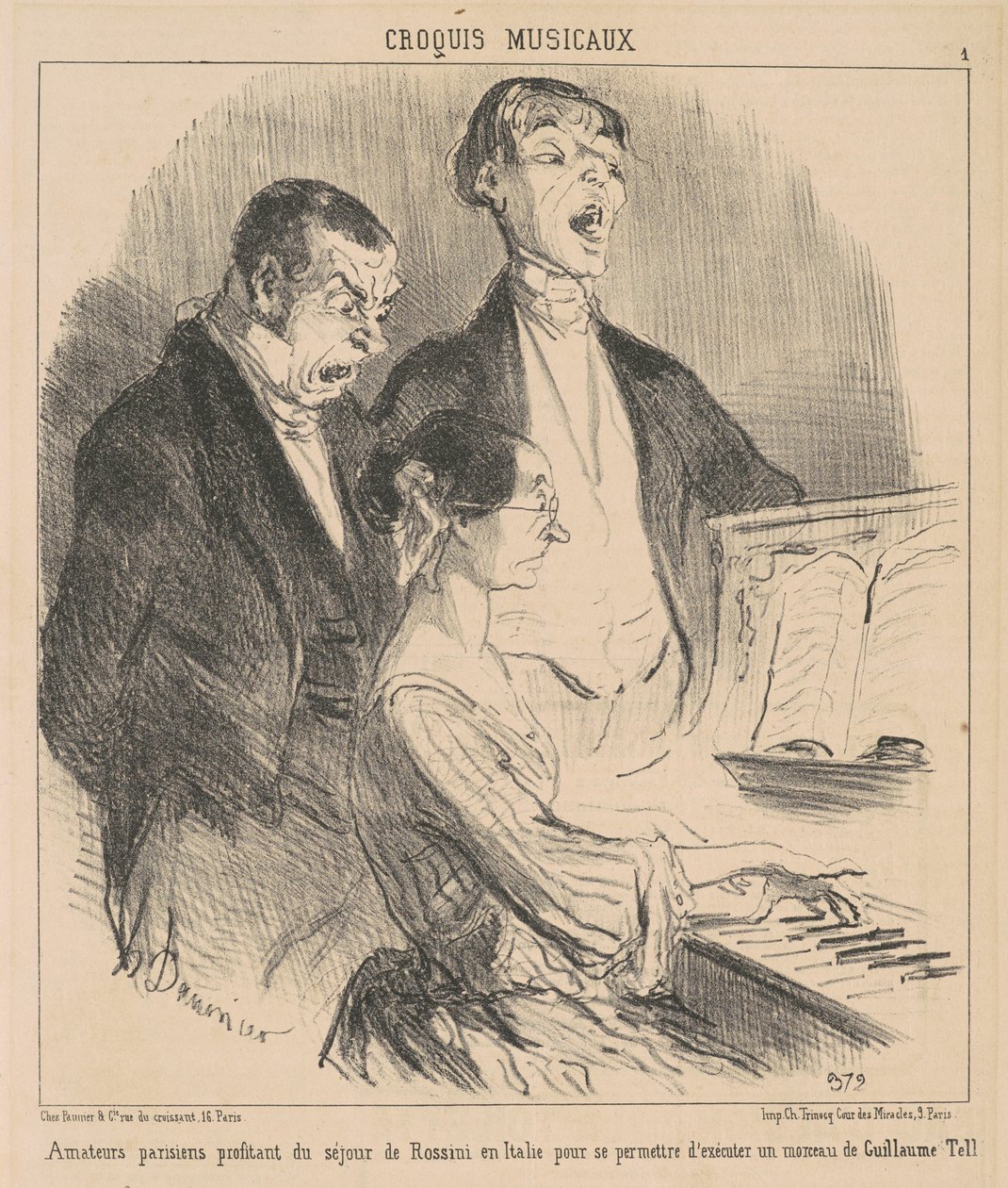 Paryscy amatorzy cieszą się pobytem Rossiniego autorstwa Honoré Daumier