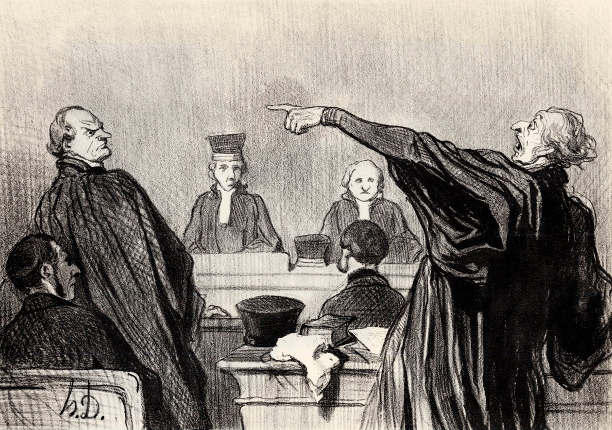 Adwokat, który jest ewidentnie w pełni przekonany…, 1845. autorstwa Honoré Daumier