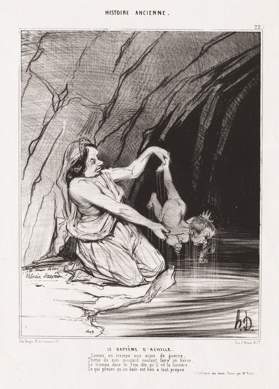 Historia starożytna: Pl. 22, Chrzest Achillesa . autorstwa Honoré Daumier