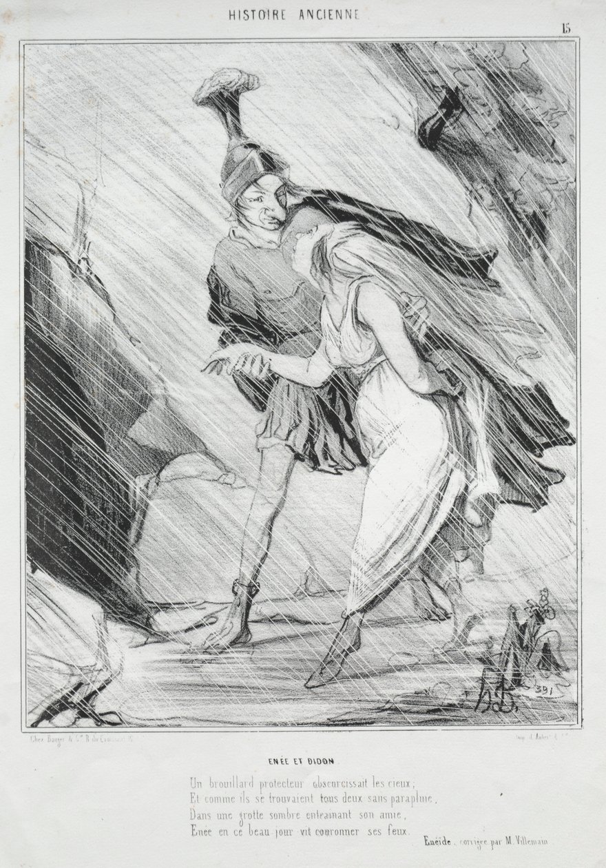 Historia starożytna tablica 15: Eneasz i Dydona, 1842. autorstwa Honoré Daumier