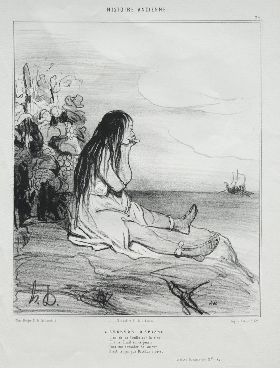 Historia starożytna, tablica 24: Porzucenie Ariadny, 4 września 1842 r. autorstwa Honoré Daumier