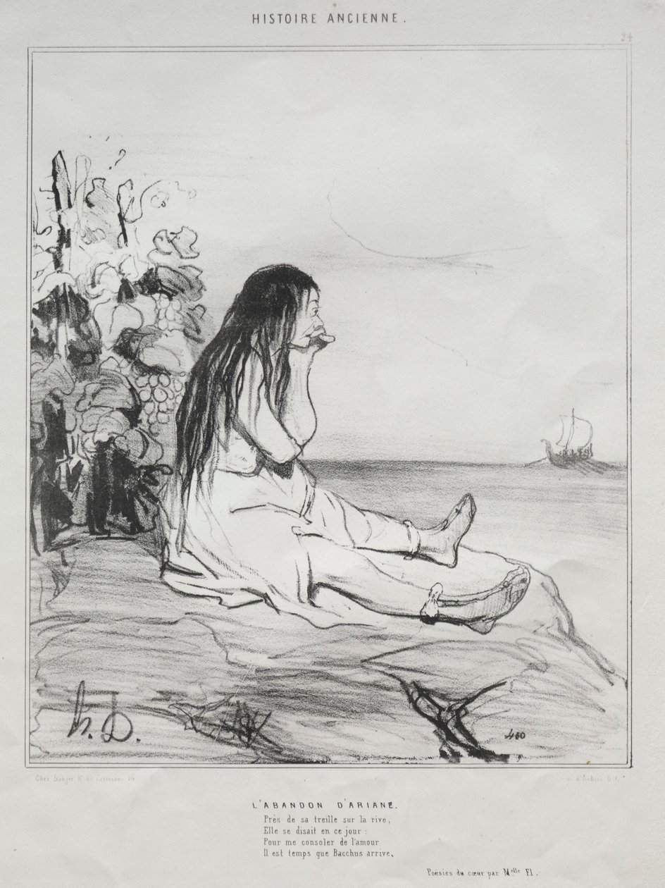 Historia starożytna, tablica 24: Porzucenie Ariadny, 4 września 1842 r. autorstwa Honoré Daumier