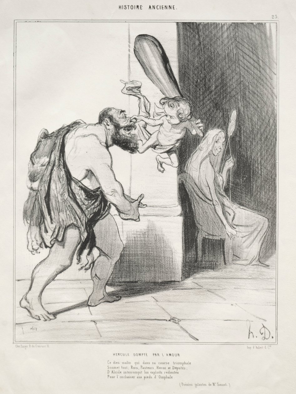 Historia starożytna, tablica 25: Herkules ujarzmiony przez Kupidyna, 18 września 1842 r. autorstwa Honoré Daumier