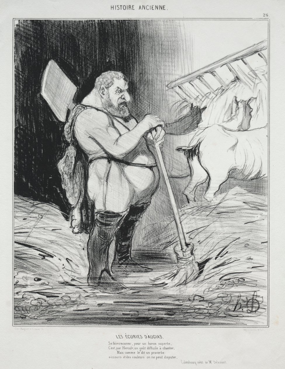 Historia starożytna, tablica 26: Stajnia Augeas autorstwa Honoré Daumier
