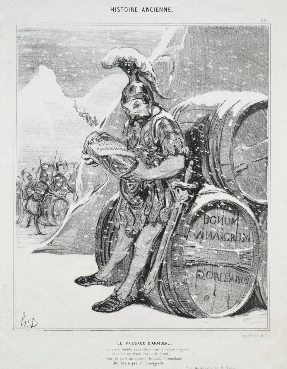 Historia starożytna, tablica 28: Przejście Hannibala, 6 października 1842 r. autorstwa Honoré Daumier