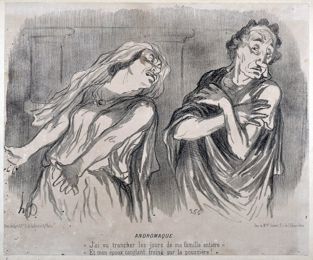 Andromaque Grawerowanie autorstwa Honore Daumier (1808-1879) w „”Le Charivari”””. Palais Longchamp, Muzeum Sztuk Pięknych w Marsylii. autorstwa Honoré Daumier