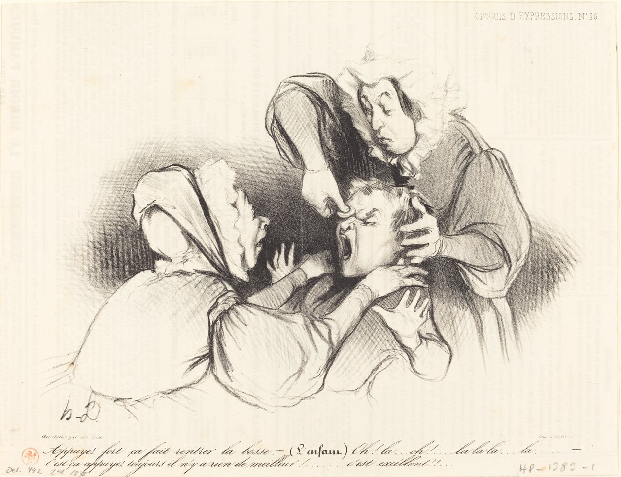 Mocne naciśnięcie powoduje, że guzek wchodzi... autorstwa Honoré Daumier