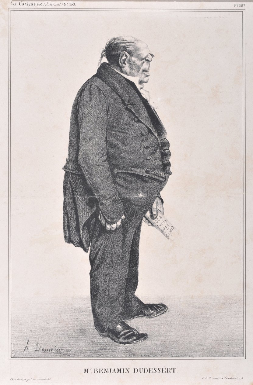 Grafika: Honore Daumier (1808-1879). Charivari pochodzi z 1833 roku: Seria Celebrites de la Caricature „” M. Benjamin Dudessert ”” ”MUSEE DES BEAUX ARTS - PALAIS LONGCHAMP, MARSEILLE autorstwa Honoré Daumier