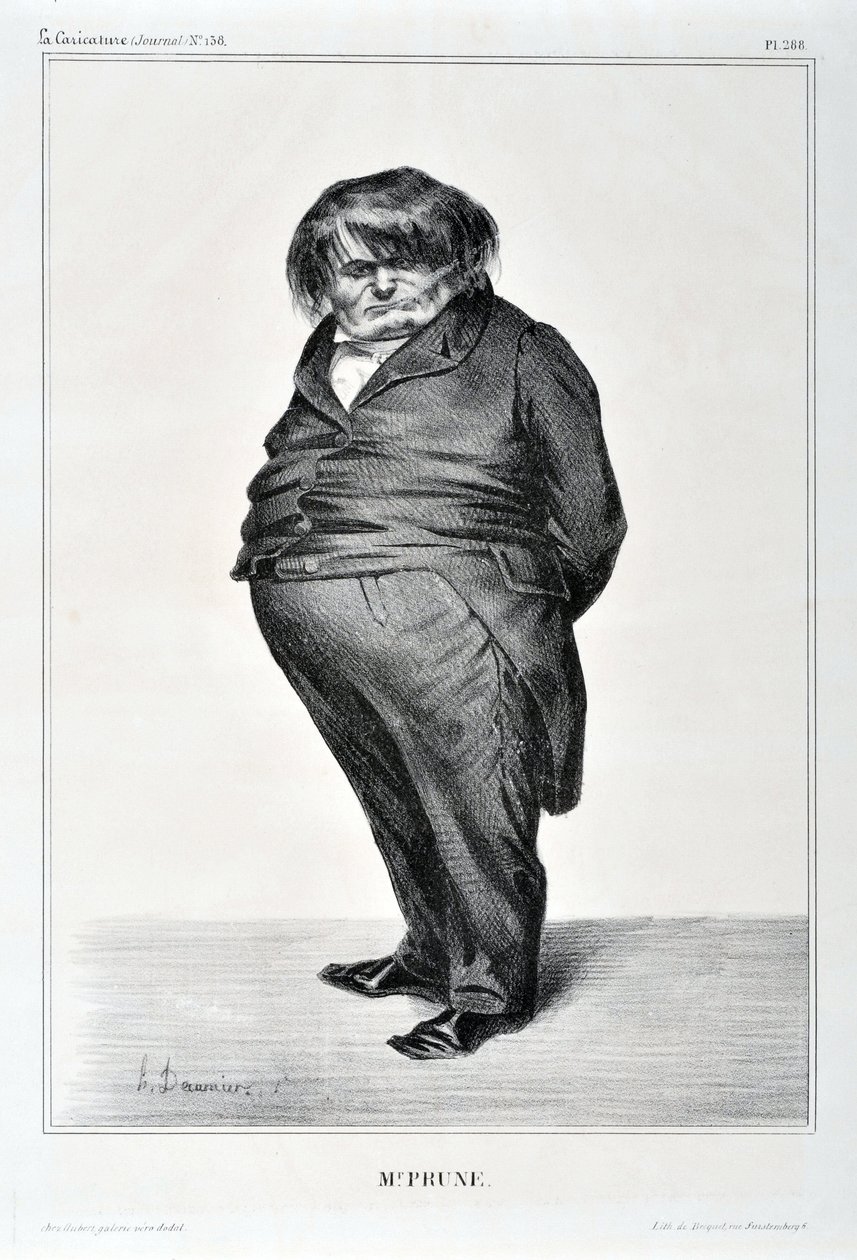Grafika: Honore Daumier (1808-1879). Charivari pochodzi z 1833 roku: Serie Celebrites de la Caricature „”M. Plum””MUZEUM SZTUK PIĘKNYCH - PALAIS LONGCHAMP, MARSEILLE autorstwa Honoré Daumier