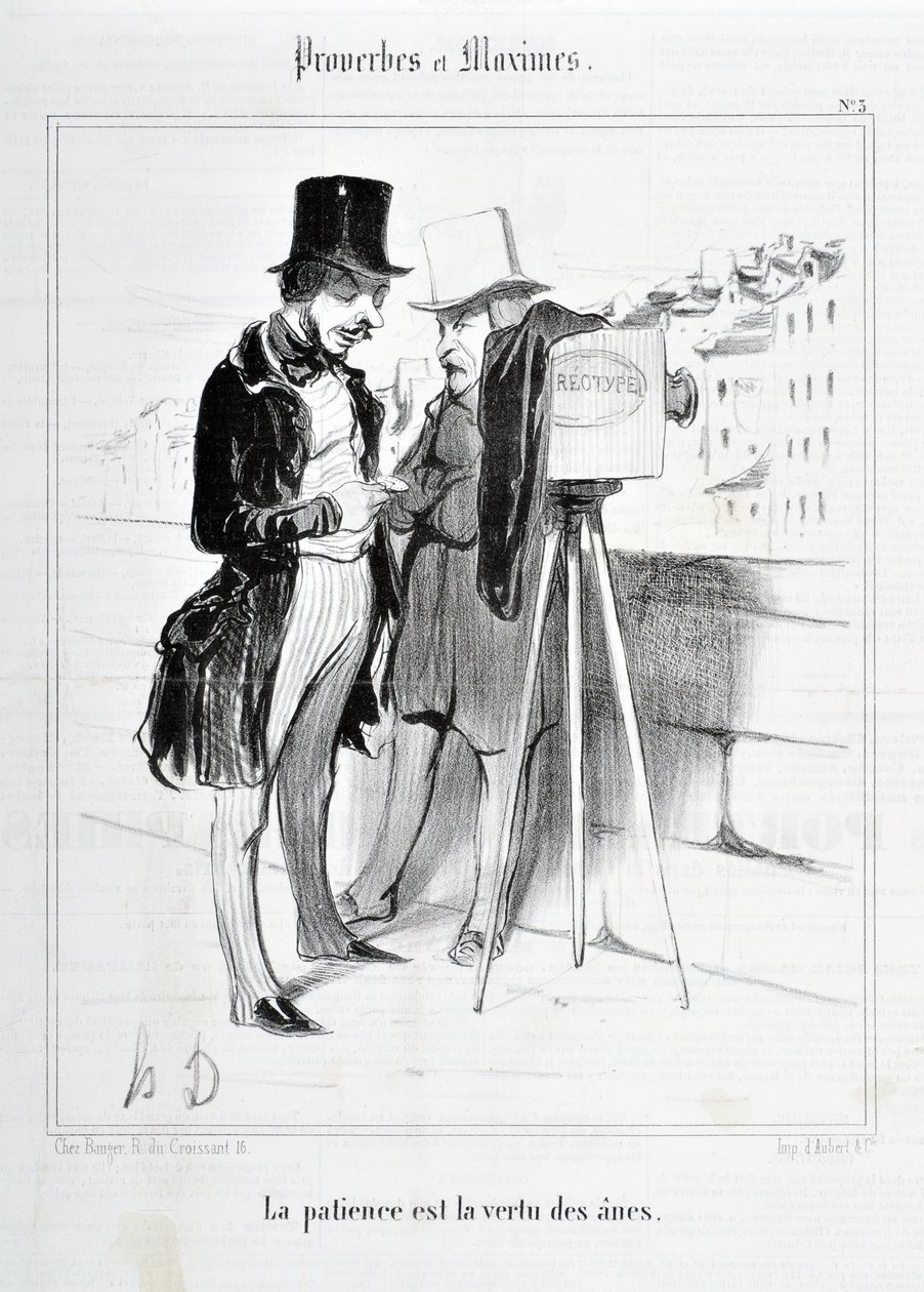 Grafika: Honore Daumier (1808-1879). Charivari pochodzi z 1840 roku: Seria PRZYSŁÓW I MAKSYMALNYCH „Cierpliwość jest cnotą osłów”” MUZEUM SZTUK PIĘKNYCH - PALAIS LONGCHAMP, MARSEILLE autorstwa Honoré Daumier