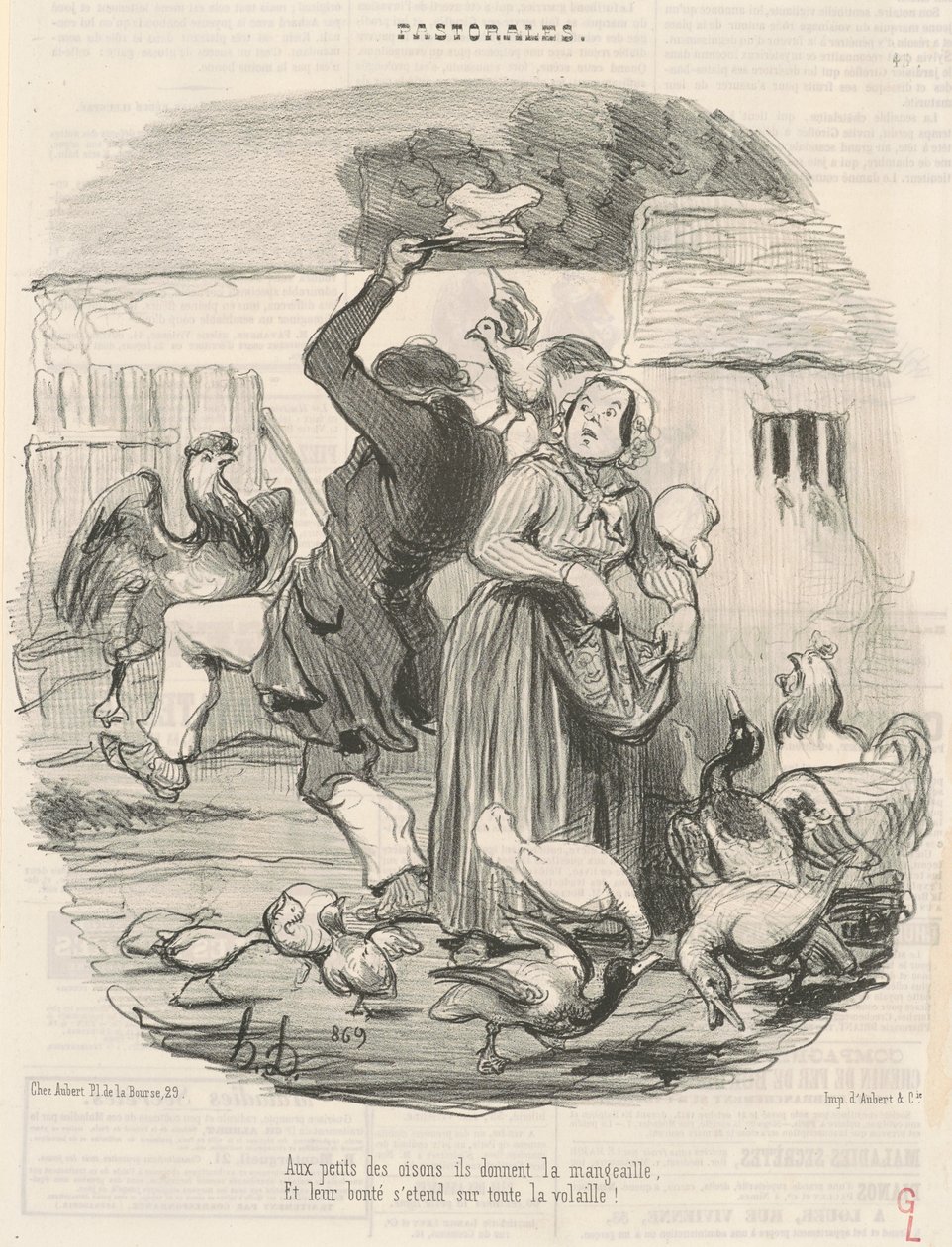 Młode pisklęta karmią... autorstwa Honoré Daumier