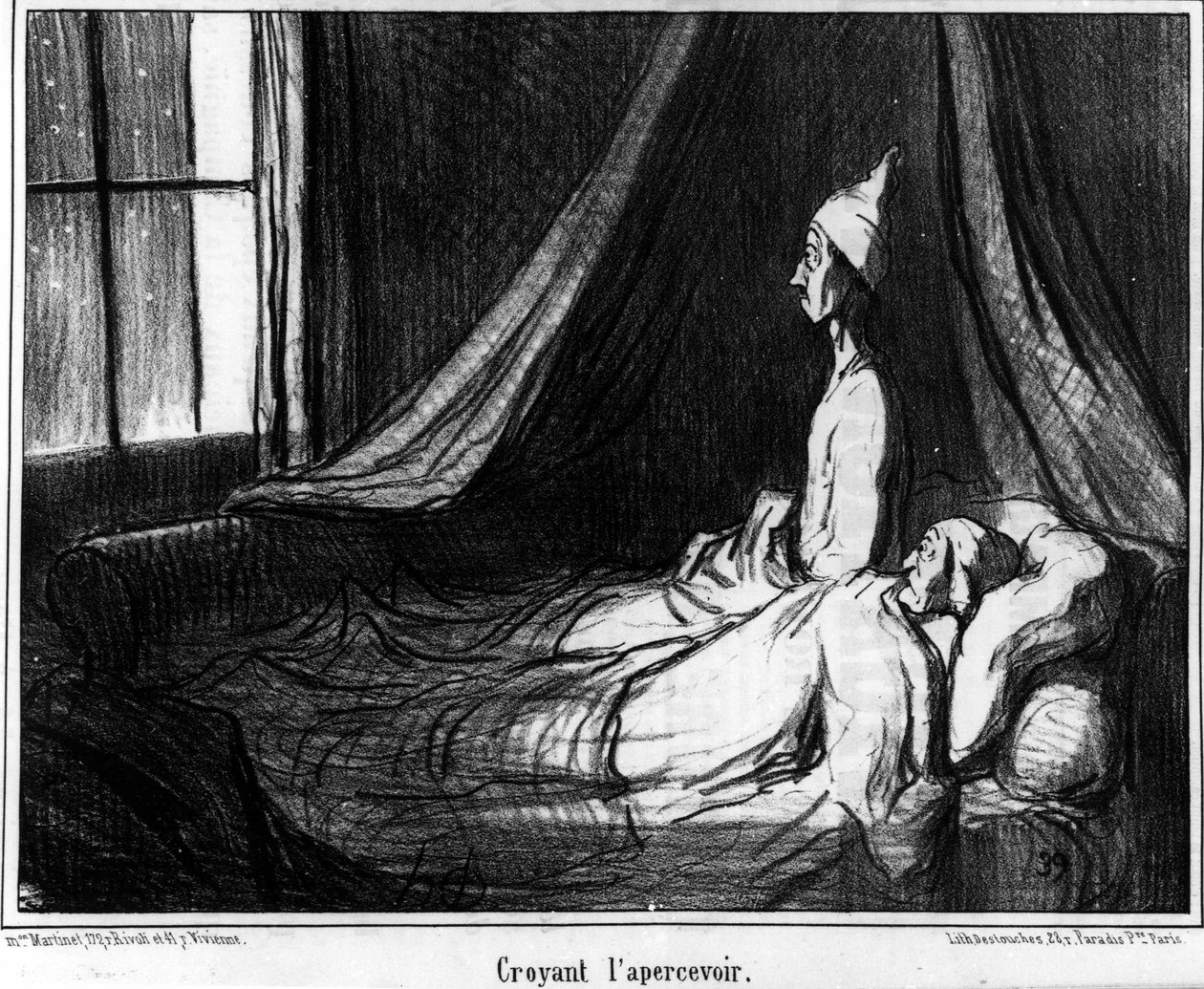 Wierząc, że go widzę, karykatura autorstwa Honore Daumiera (1808-1879). "Charivari" autorstwa Honoré Daumier