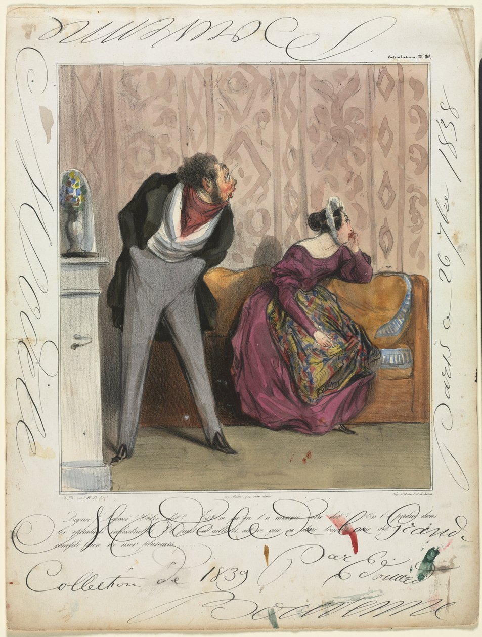 Caricaturana (tablica 36): Od czego! Od czego! Twój Posag?... autorstwa Honoré Daumier