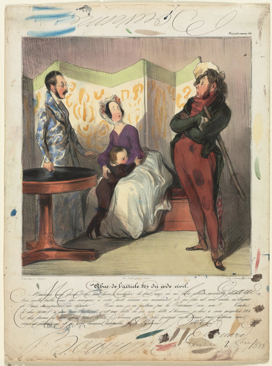 Caricaturana (tablica 50): Naruszenie art. 24 kodeksu cywilnego autorstwa Honoré Daumier