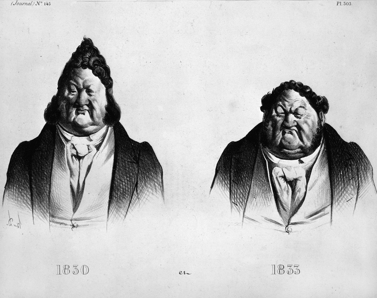 Karykatura o Ludwiku Filipie I (1773 - 1850) autorstwa Daumiera (1808 - 1879) - w „Dzienniku”, nr 145. Rycina ok. 1833 autorstwa Honoré Daumier