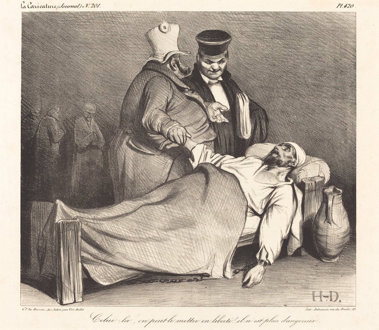 Ten, możemy go uwolnić! (Tego możemy uwolnić! Nie jest już niebezpieczny!) autorstwa Honoré Daumier