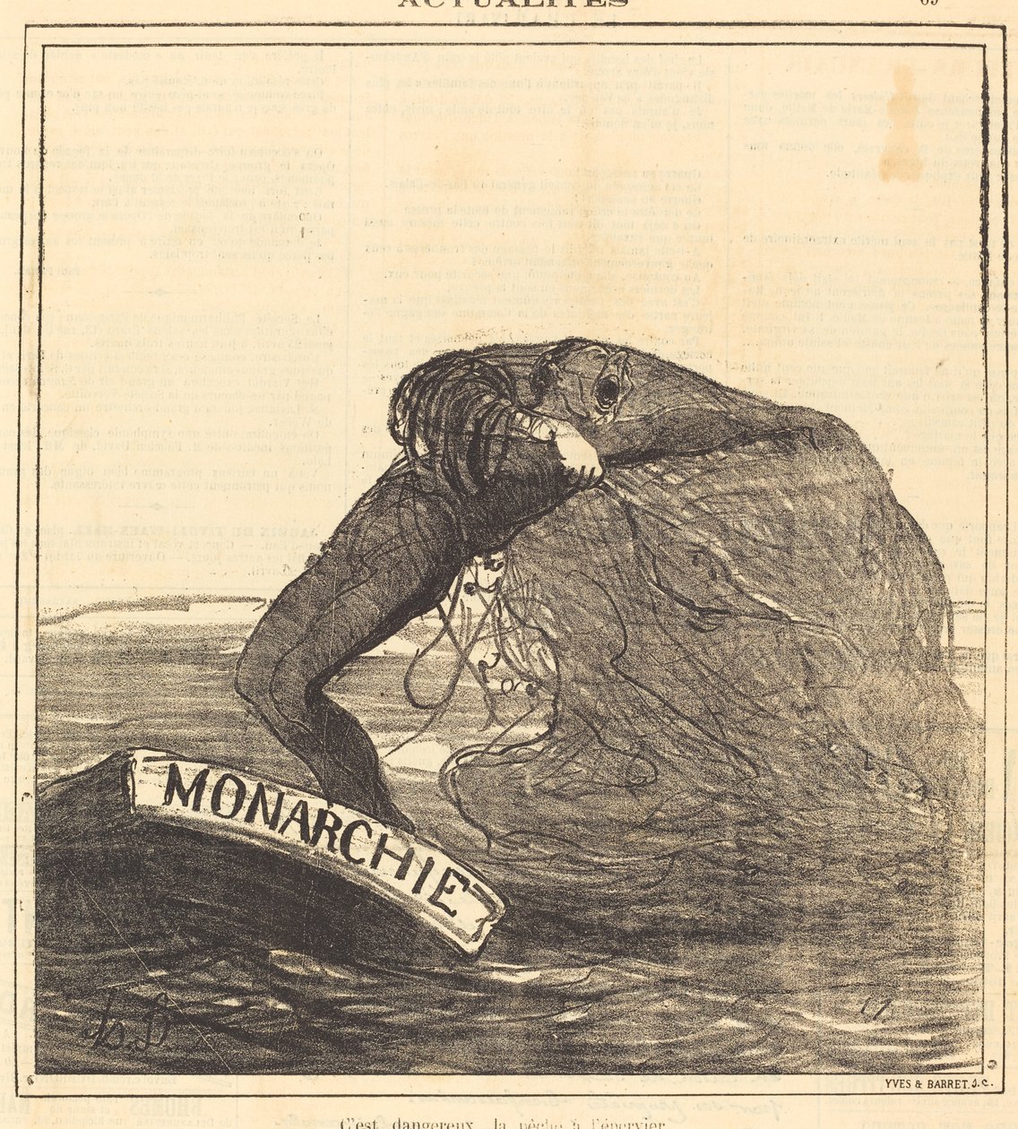 To niebezpieczne, łowienie sieciami zarzucanymi autorstwa Honoré Daumier