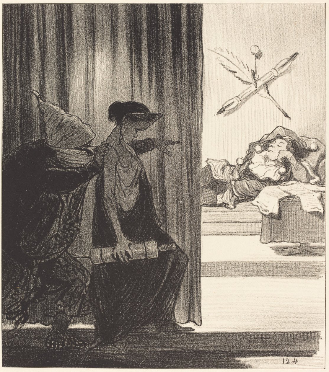Klitajmestra popychana przez mimi Véron... autorstwa Honoré Daumier