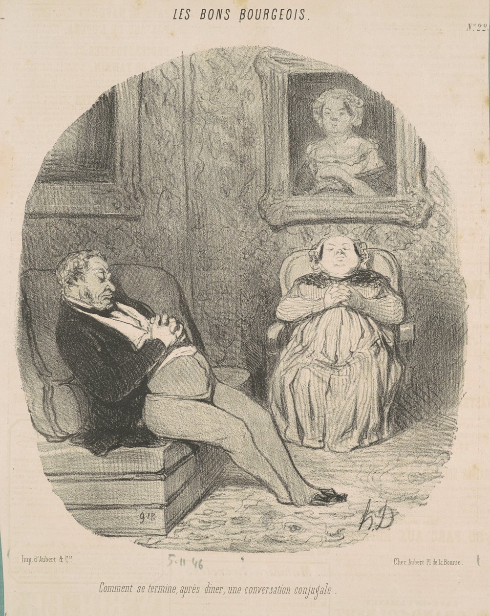 Jak się kończy… rozmowa małżeńska autorstwa Honoré Daumier