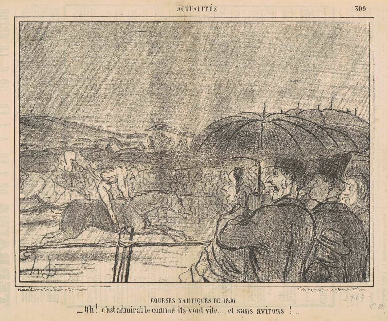 1856 Wyścigi łodzi autorstwa Honoré Daumier