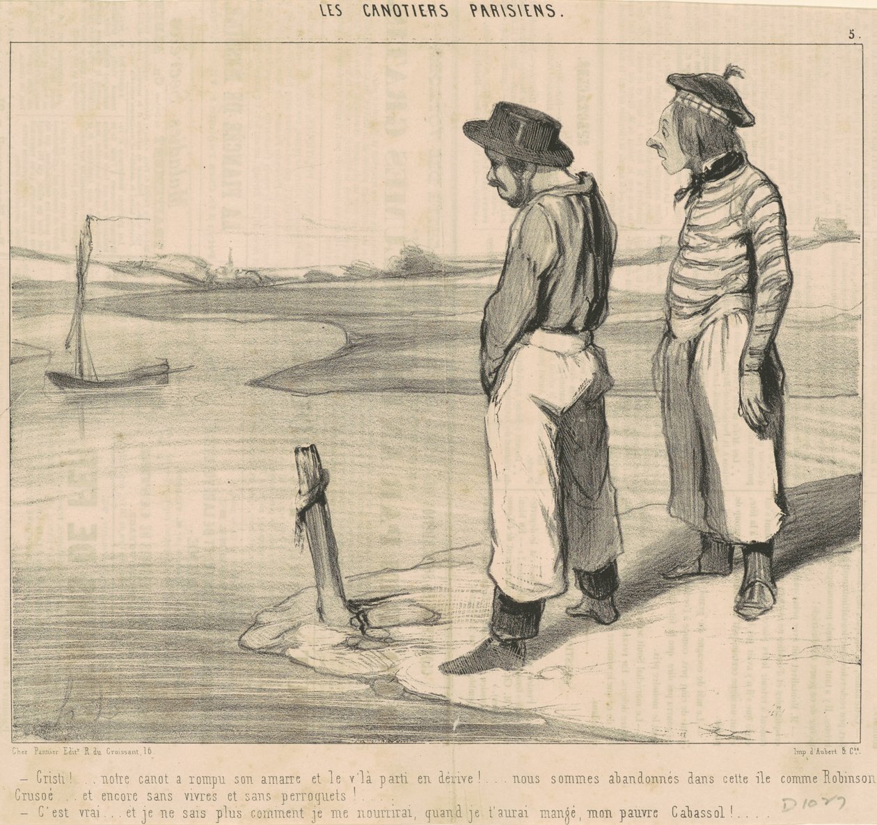 Cristi! ...Nasz kajak zerwał cumowanie... autorstwa Honoré Daumier