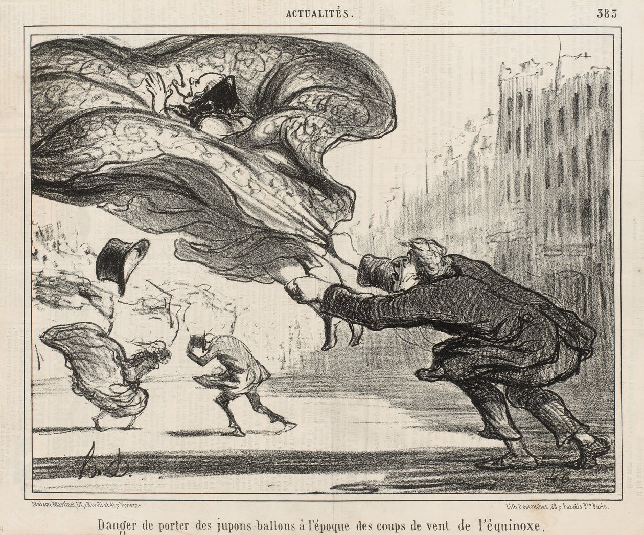 Niebezpieczeństwo noszenia halek balonowych w czasie sztormu równonocy, opublikowane 3 kwietnia autorstwa Honoré Daumier
