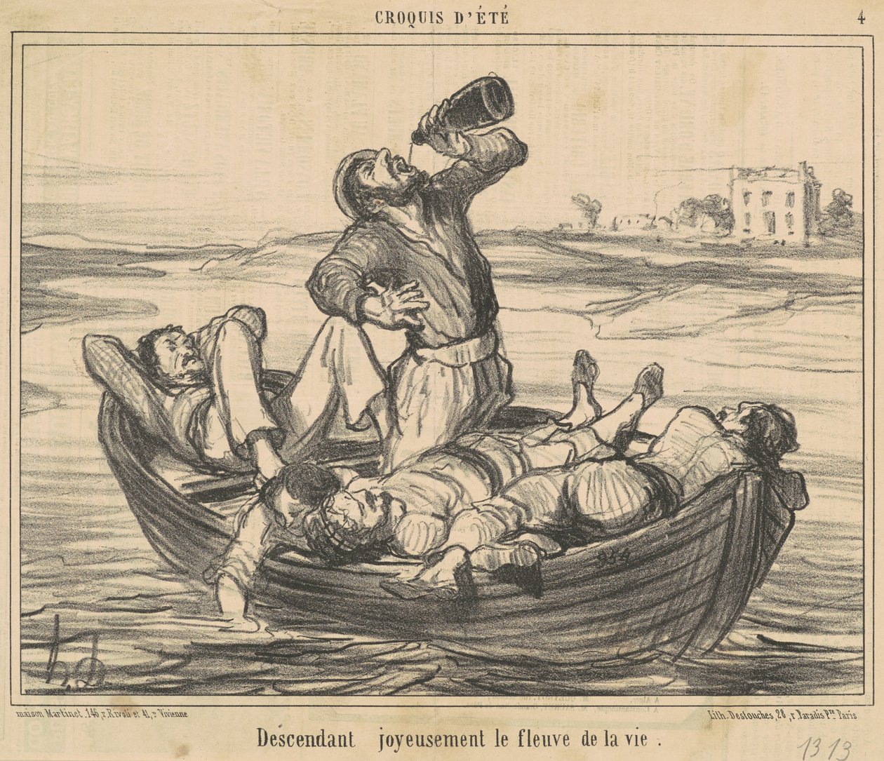 Radosne schodzenie po rzece życia autorstwa Honoré Daumier