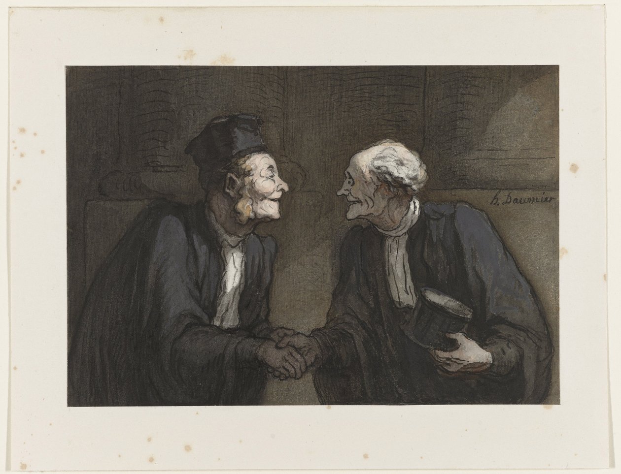 Dwóch prawników: uścisk dłoni Dwóch prawników: uścisk dłoni. autorstwa Honoré Daumier