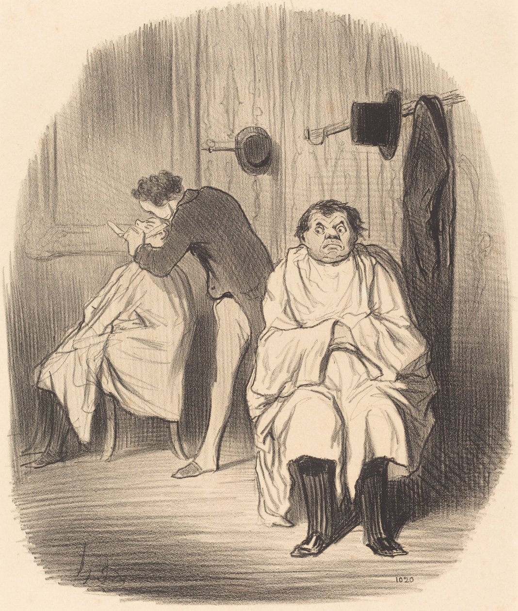 Diabeł!... wygląda na to, że brzytwa nie jest zbyt dobra... autorstwa Honoré Daumier