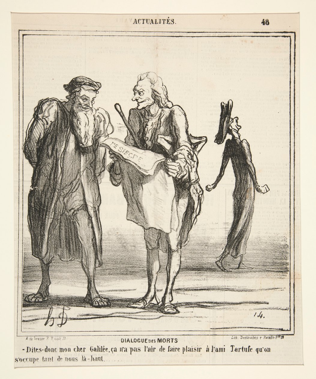 Dialog umarłych - powiedz to moja droga Galileo autorstwa Honoré Daumier