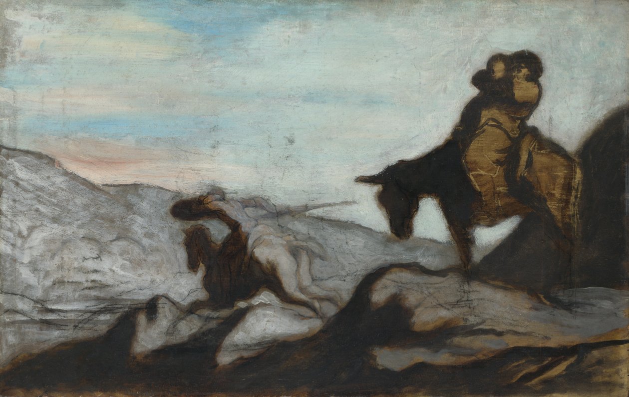 Don Kichot i Sancho Pansa, ok. 1855 autorstwa Honoré Daumier