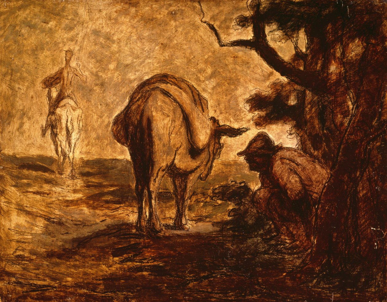 Don Kichot i Sancho Pansa odpoczywają, ok. 1855 autorstwa Honoré Daumier