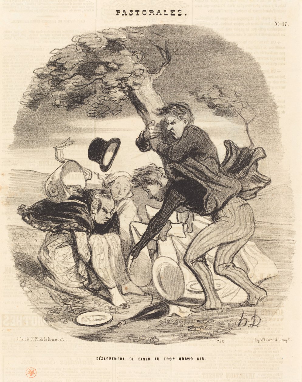 Niedogodność jedzenia na świeżym powietrzu autorstwa Honoré Daumier
