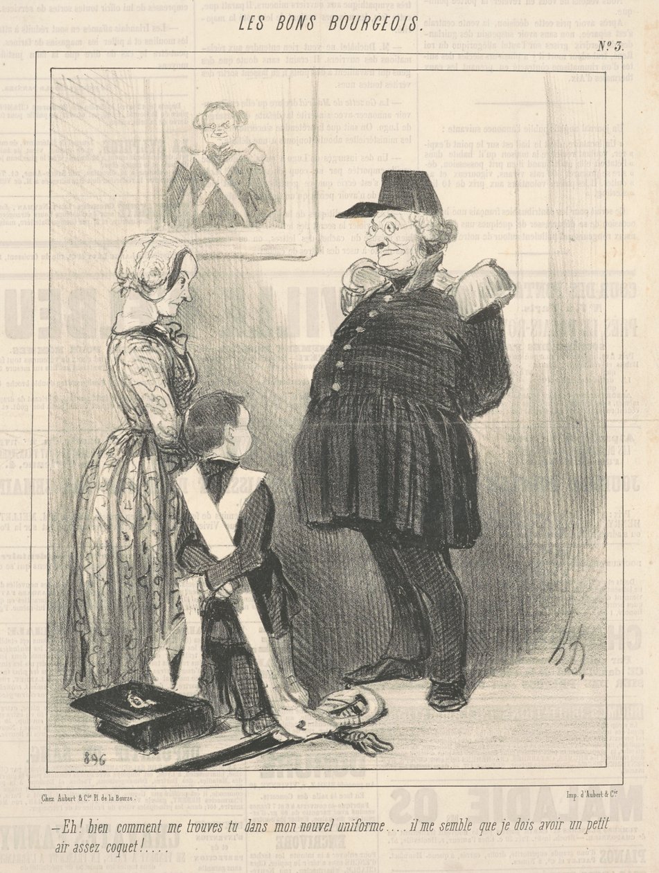 Hej! Cóż, jak ci się podobam w moim nowym mundurze... autorstwa Honoré Daumier