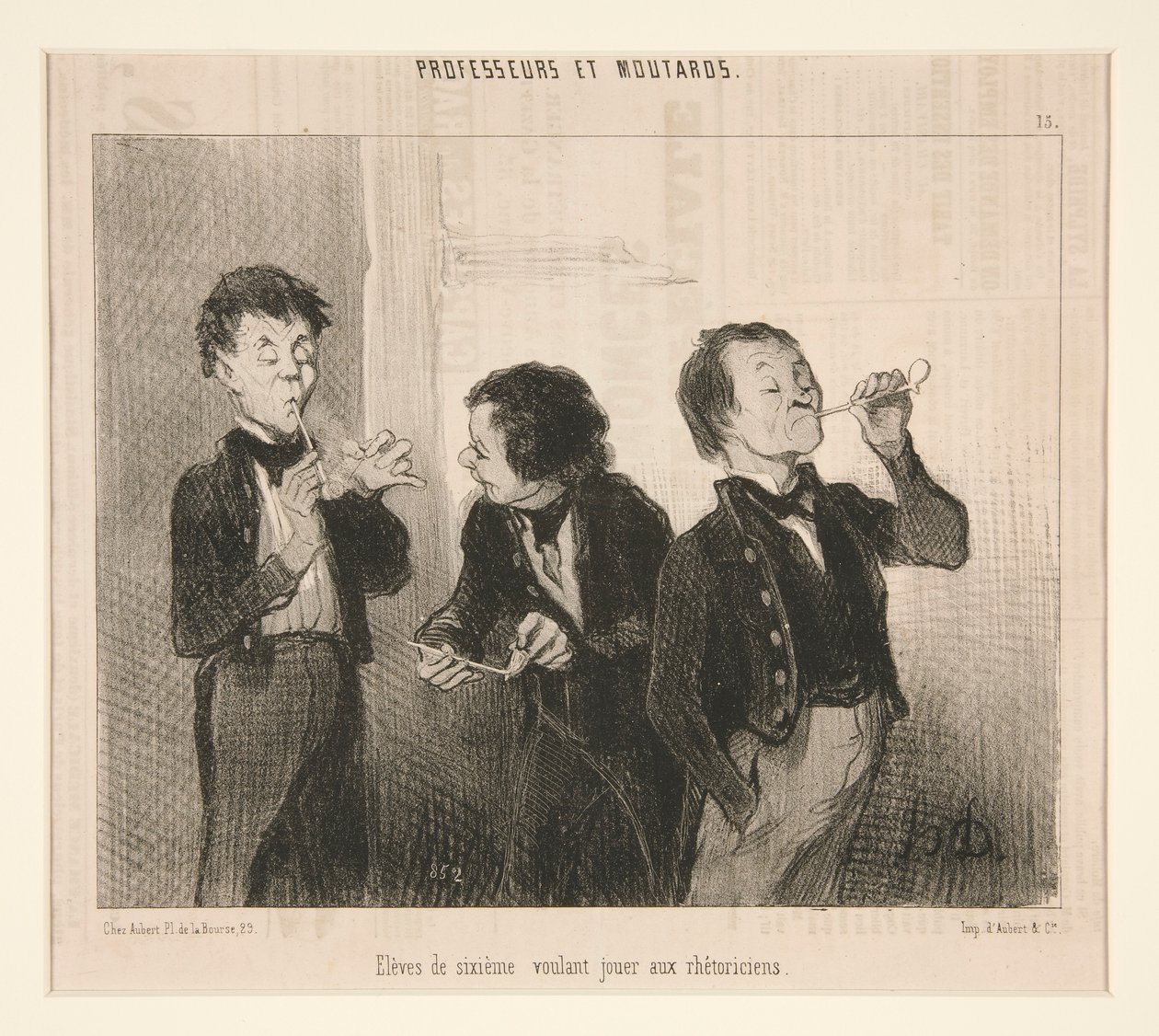 Uczniowie szóstej klasy, którzy chcą bawić się w retorów, od Profesorów i Moutardów autorstwa Honoré Daumier