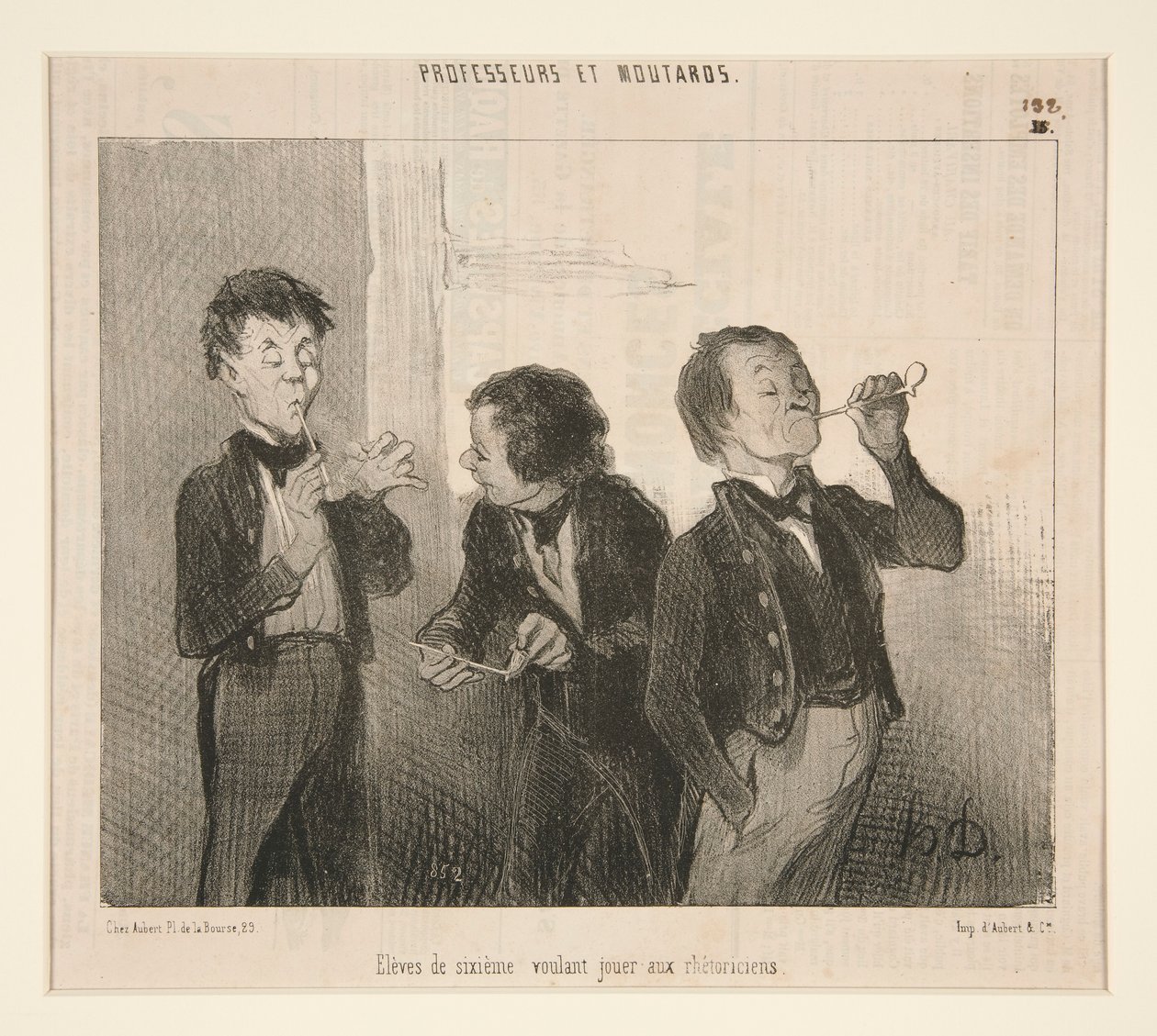Uczniowie szóstej klasy, którzy chcą bawić się w retorów, od Profesorów i Moutardów autorstwa Honoré Daumier